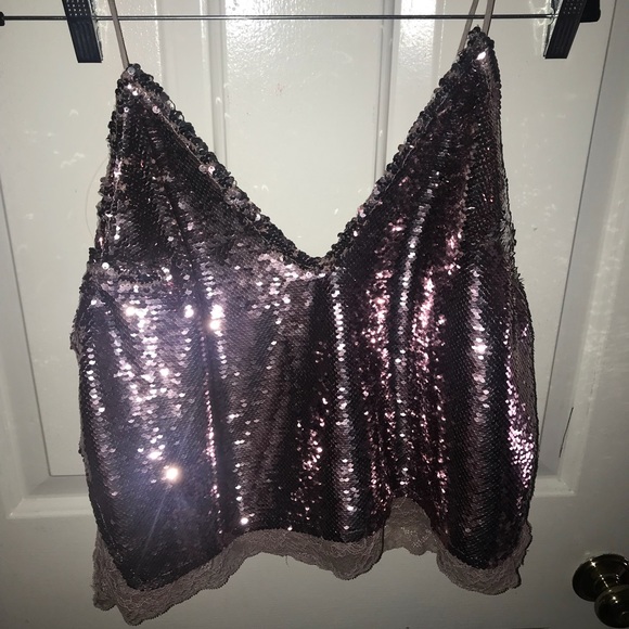 Rose Gold Swinging Sequin Surplice Cami - Picture 5 of 6